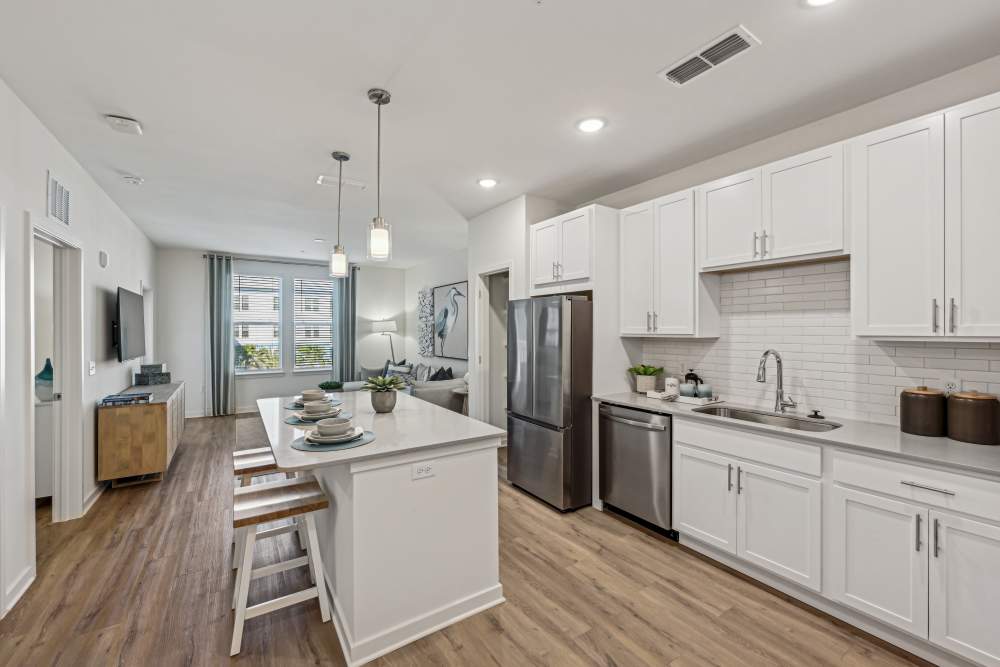 Kitchen and dining bar at Mosby Citrus Ridge in Davenport, Florida