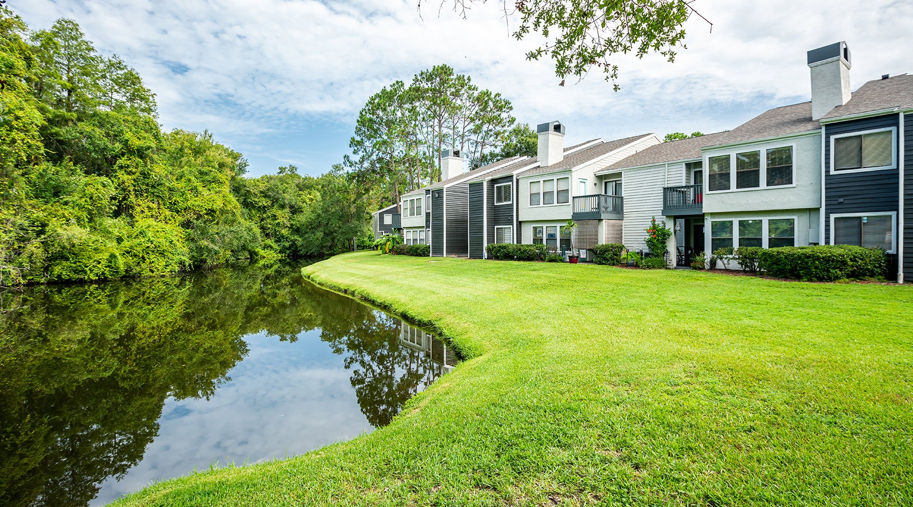 Outdoor area with a pond 