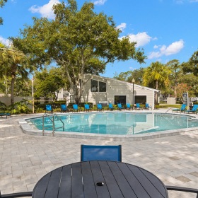 resort style pool with seating