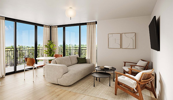 well lit living room