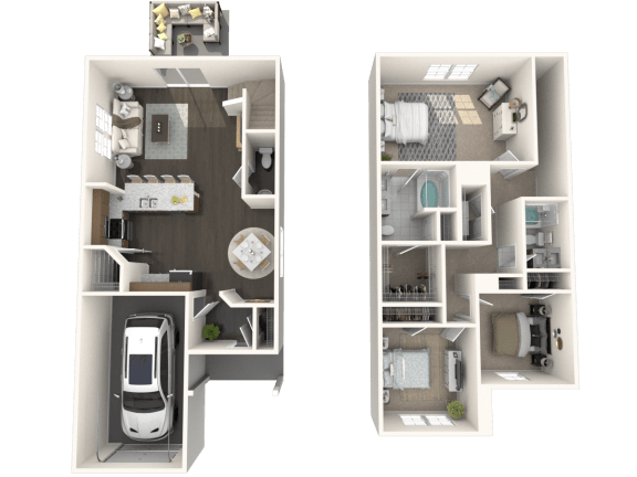 a floor plan of a house with a car and a garage