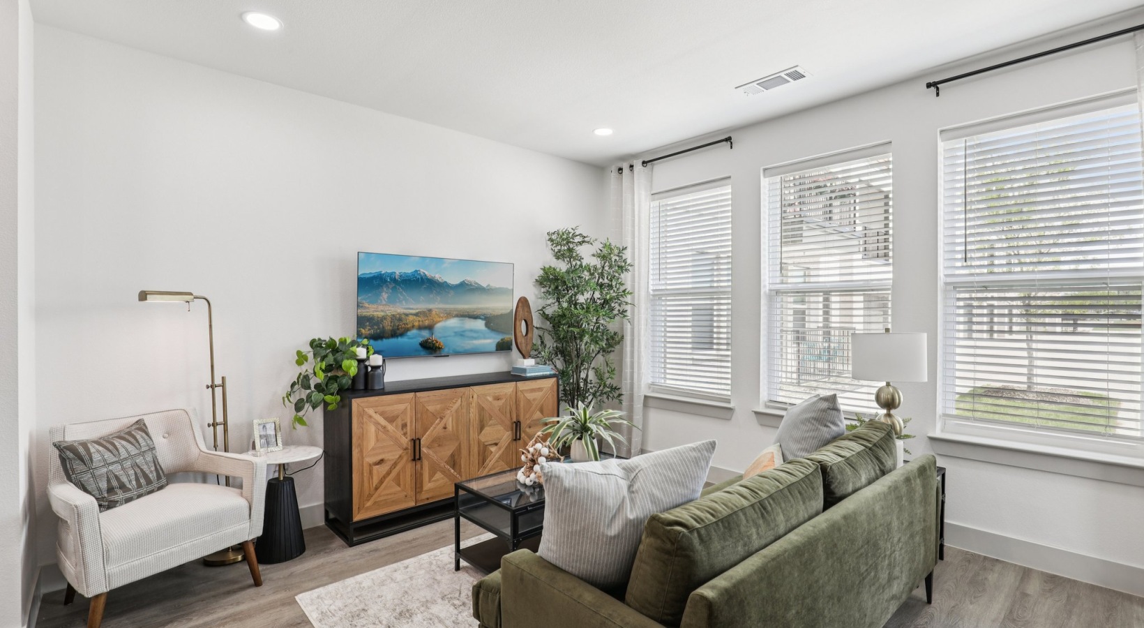 apartment living room with large window