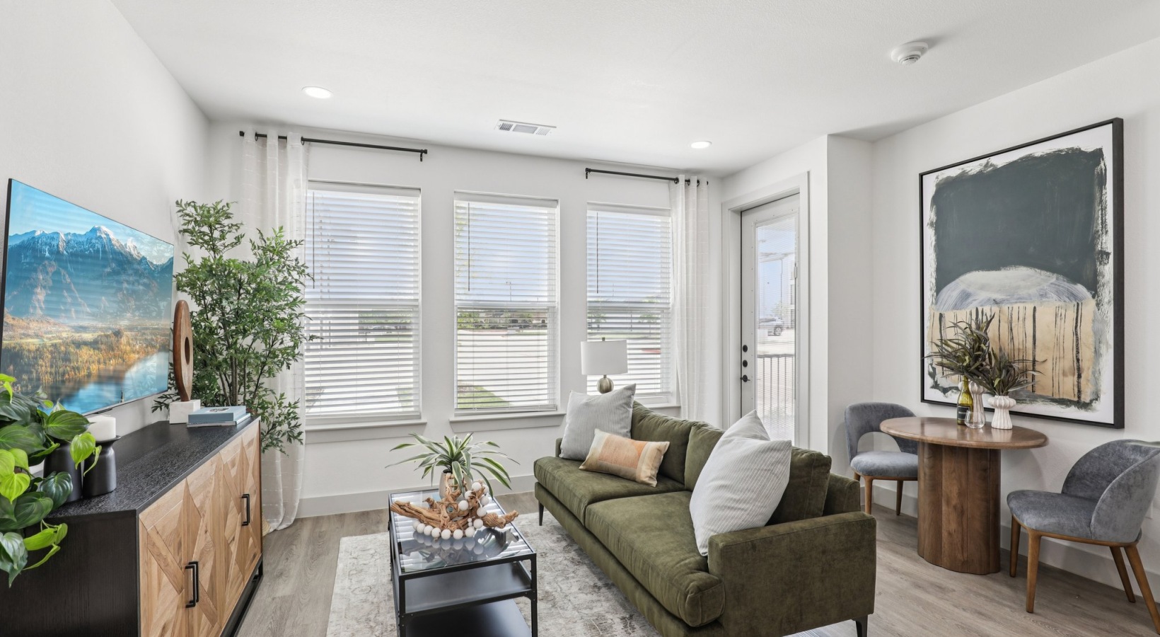 apartment living room with large window