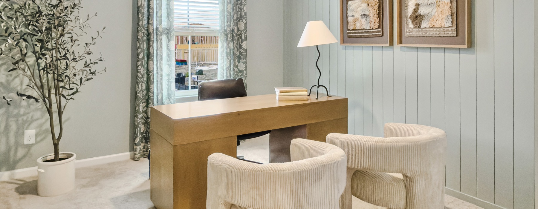 Office with desk and chairs