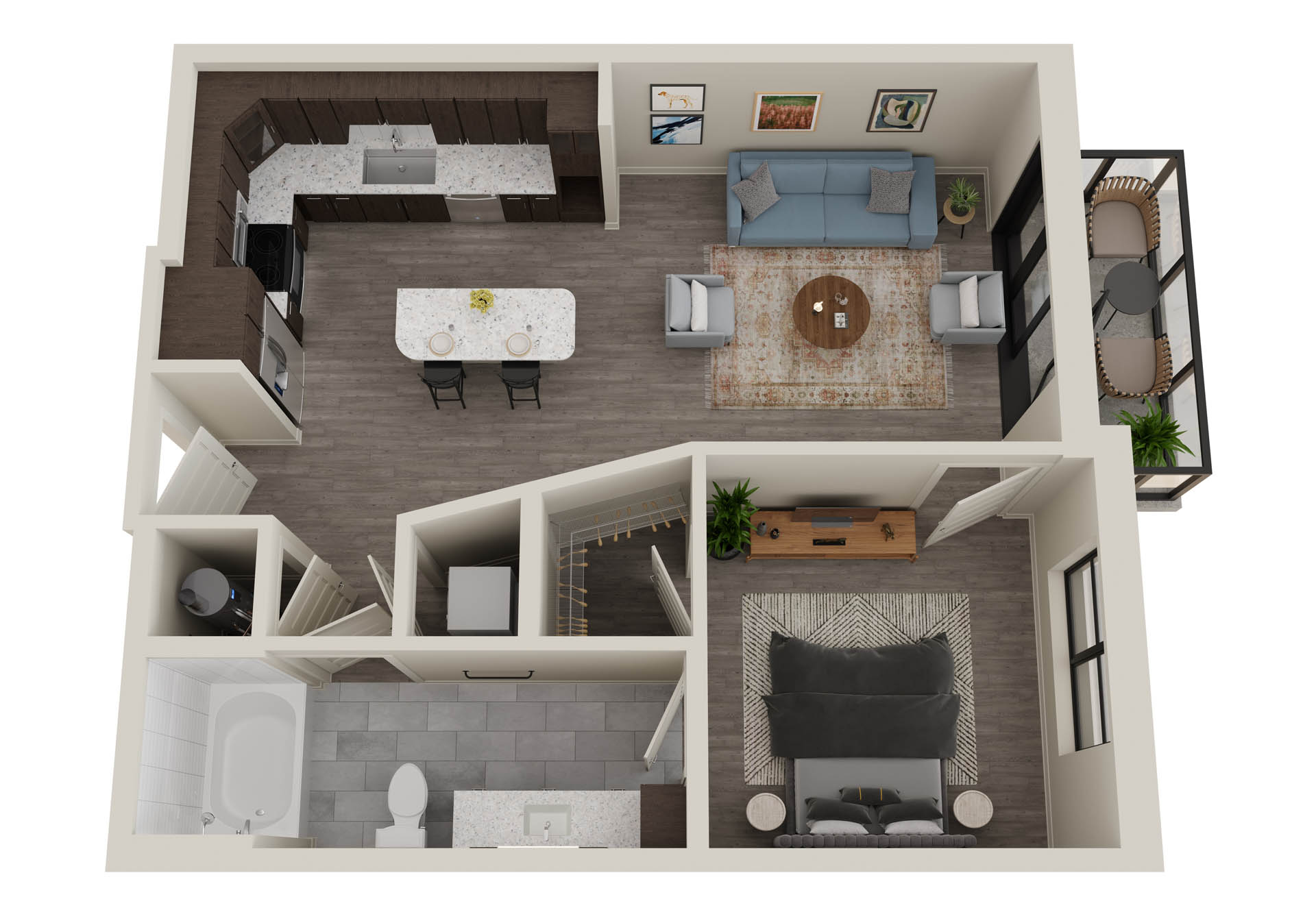 A5 - 1 bedroom apartment floor plan at The CenterPointe luxury apartments in Altamonte Springs FL