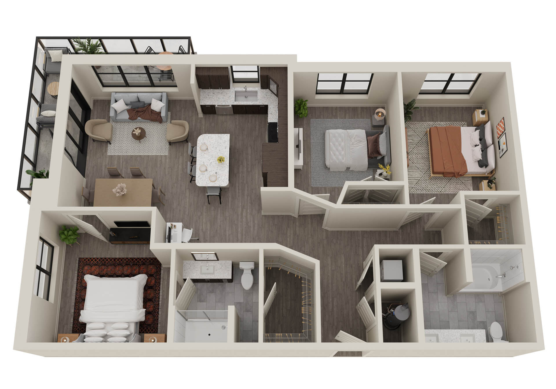 C1 - 3 bedroom apartment floor plan at The CenterPointe luxury apartments in Altamonte Springs FL