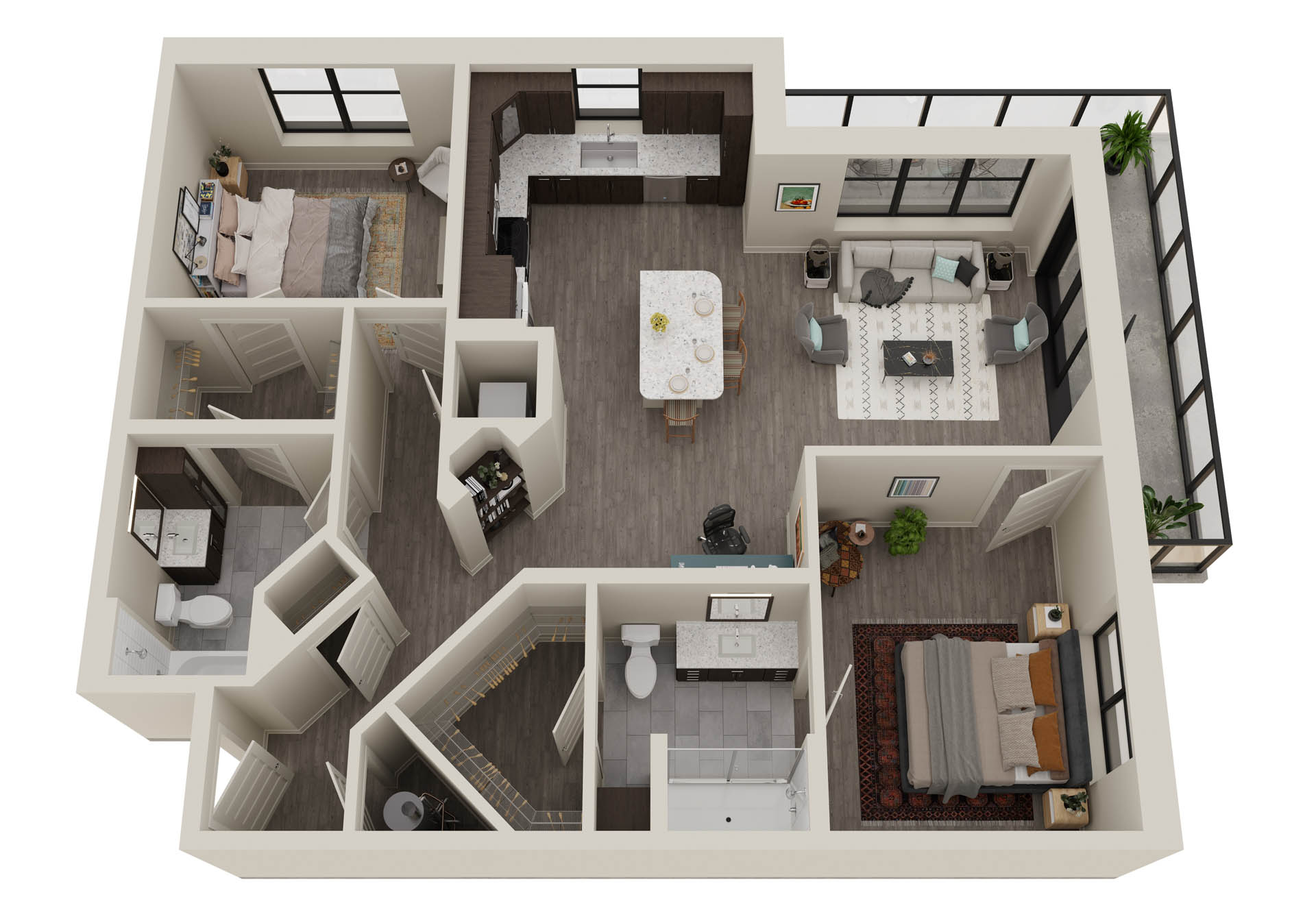 B4 - 2 bedroom apartment floor plan at The CenterPointe luxury apartments in Altamonte Springs FL