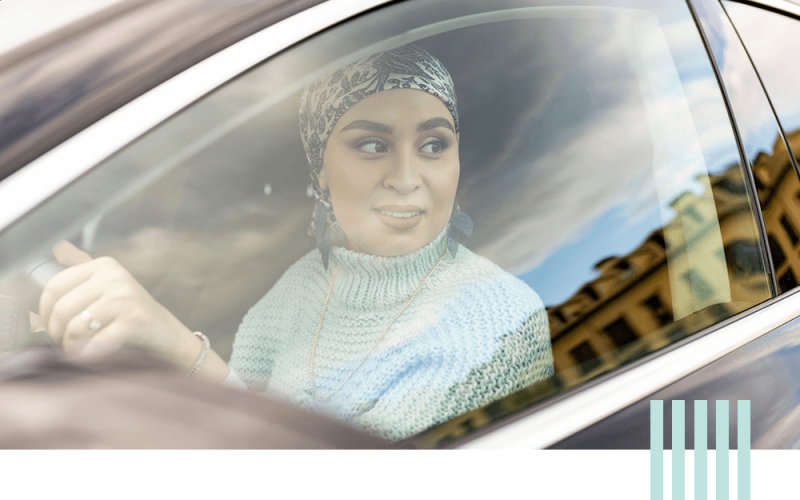 a person in a car