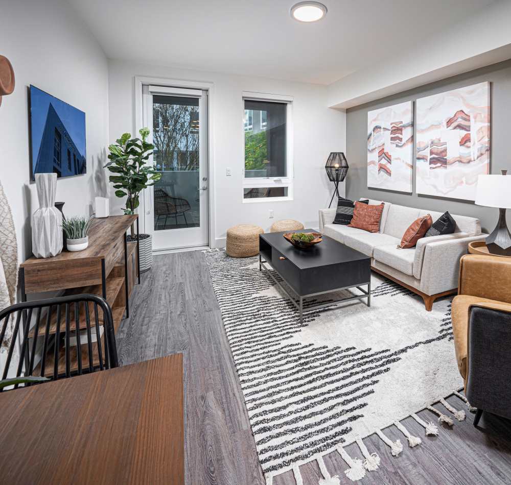 Cozy and well-furnished living space at The Harlowe in Milpitas, California