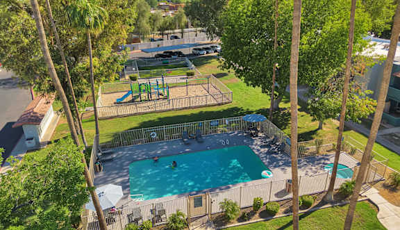 Aerial Pool View at Riviera Park, Chandler, 85224