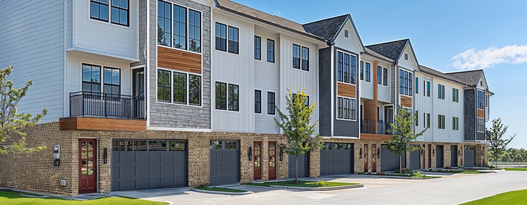 townhome community exterior at Amplify Tomball, homes in Tomball