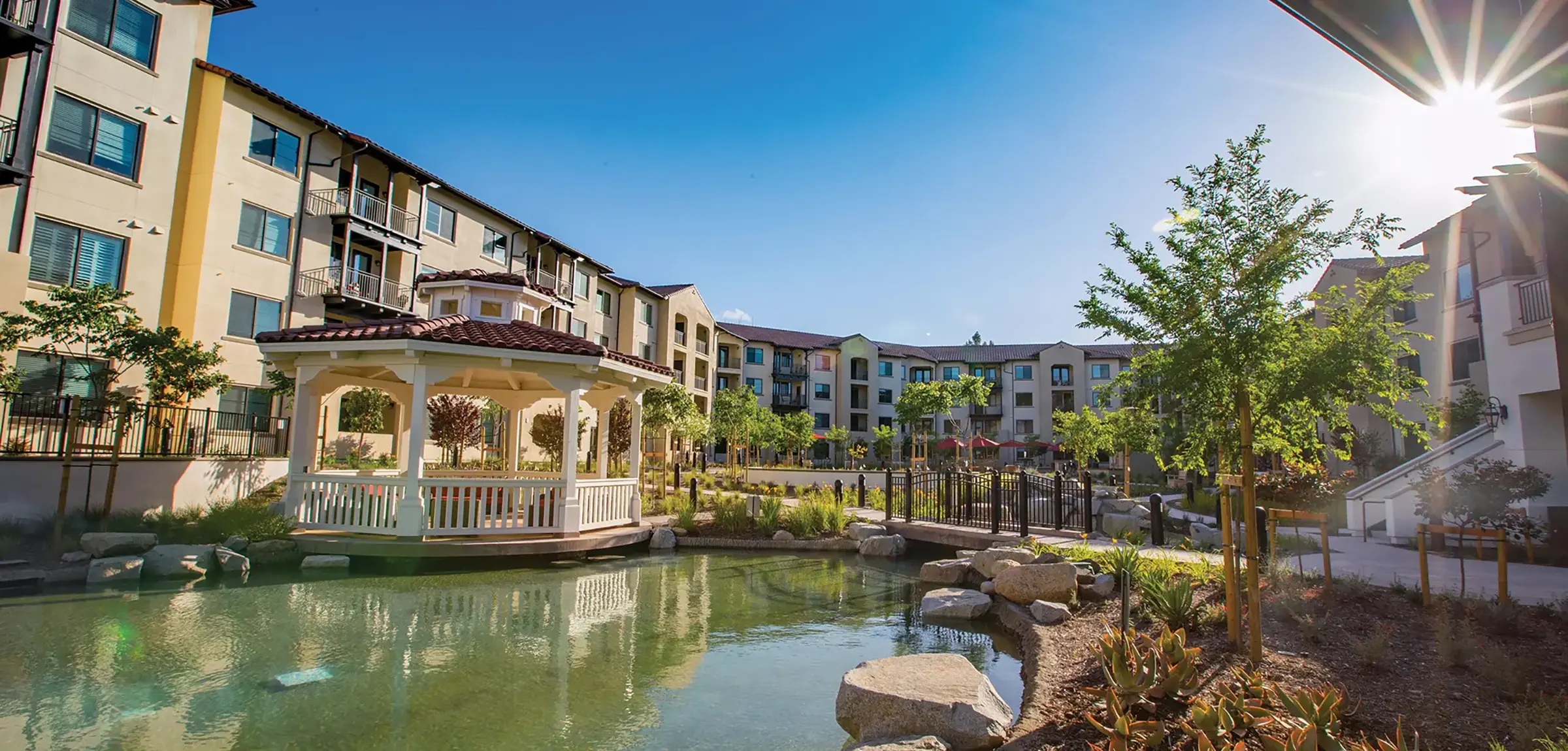 Large pond by the residents apartments.