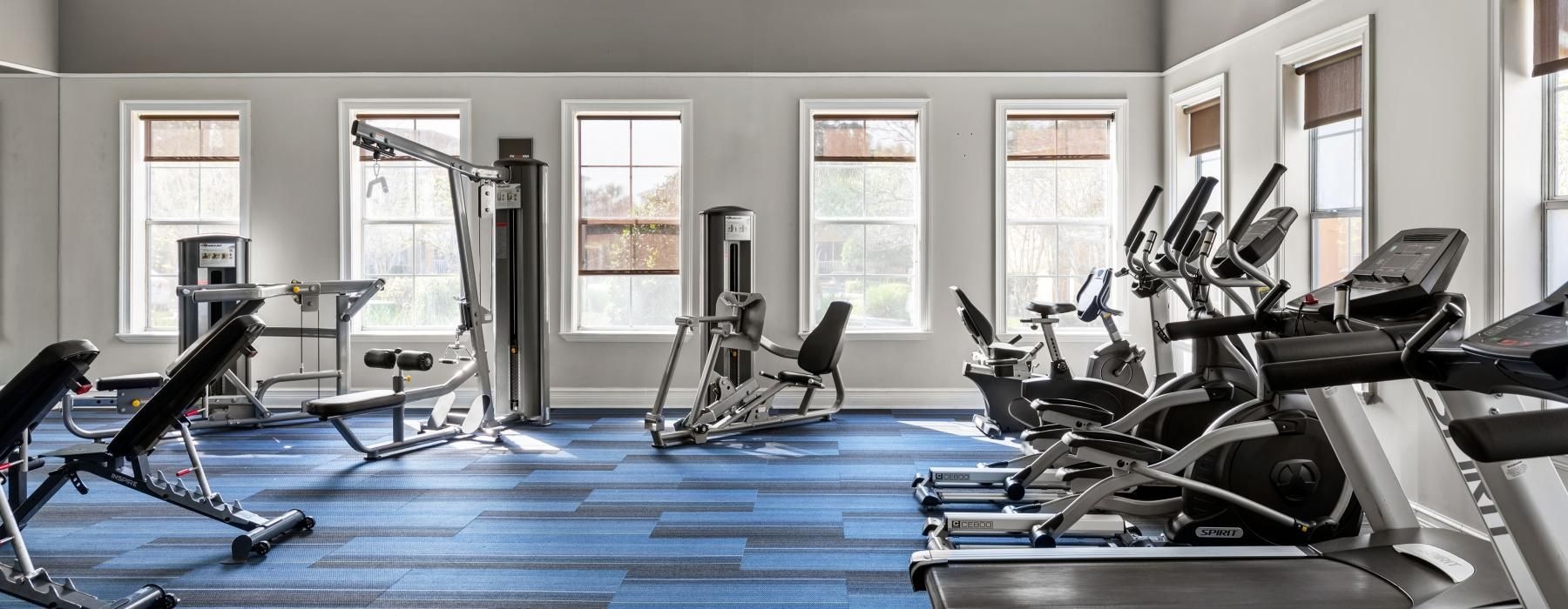 a gym with exercise equipment