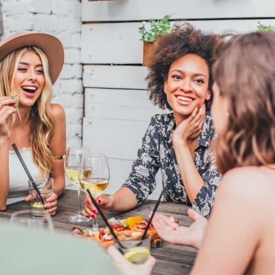 Residents Hanging Out with Drinks at Sofi at Morristown Station in Morristown, New Jersey