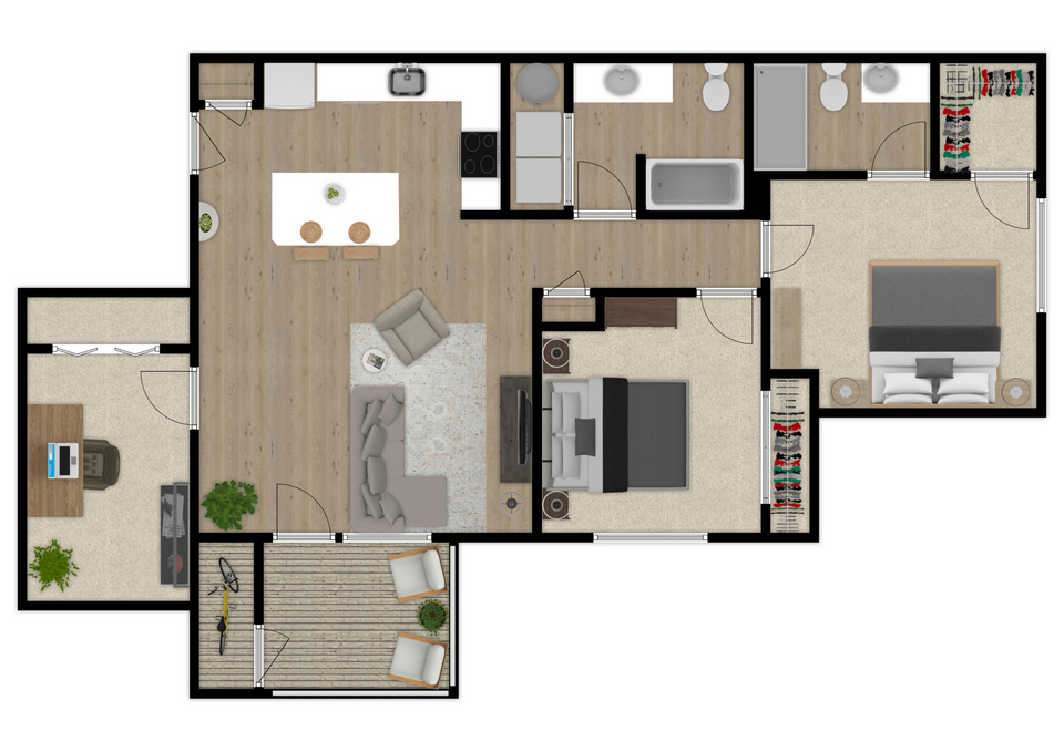 3 Bedrooms, 2 Baths<br>1,200 Square Feet