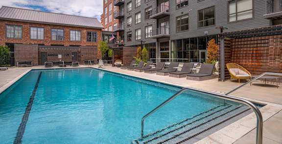 the swimming pool at our apartments at The Audubon New Haven, Connecticut, 06511