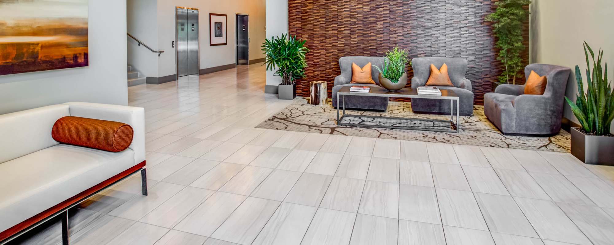 Community lounge area at Franklin 299 in Redwood City, California