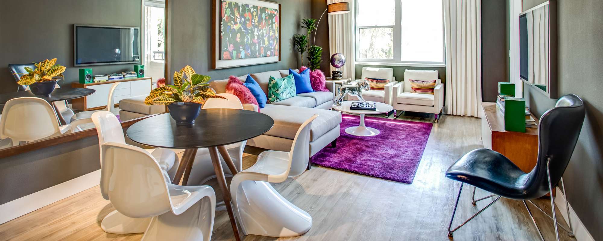 Well-furnished living room at Franklin 299 in Redwood City, California