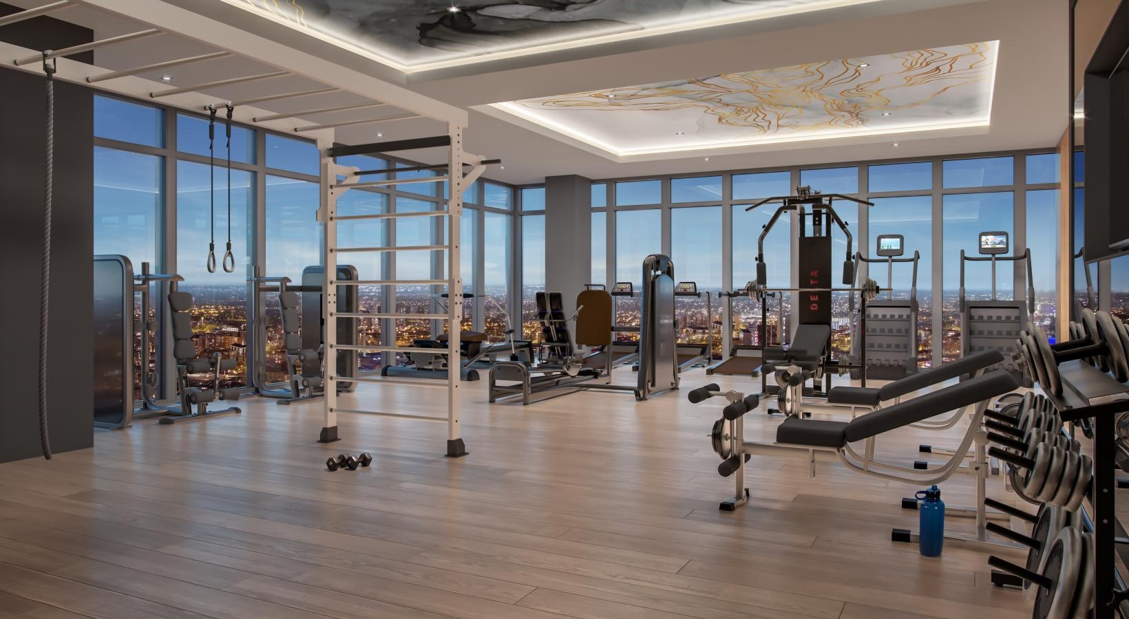 a gym with exercise equipment