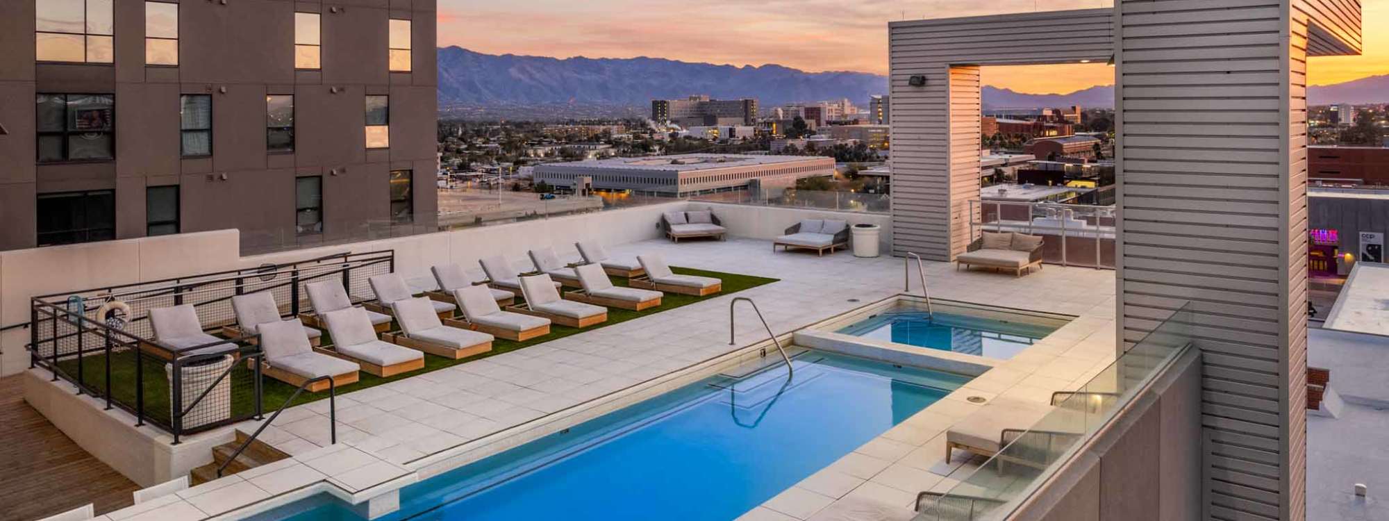 Rooftop swimming pool at Malibu in Tucson, Arizona