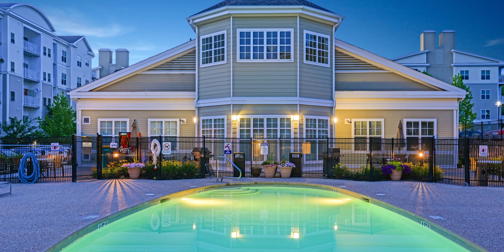 Beautiful Outdoor Pool at Night at Danvers, Massachusetts at Sofi Danvers