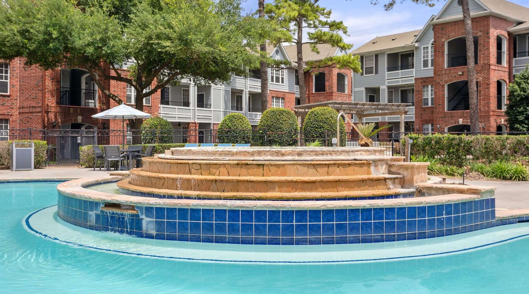a swimming pool with steps