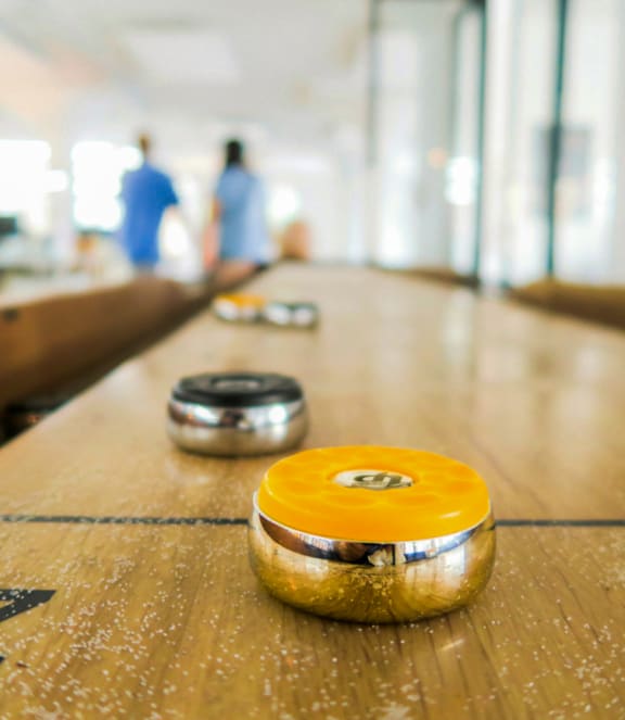 Close Up View of Shuffleboard Table
