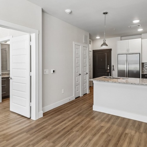 Well-lit kitchen with ample counter space