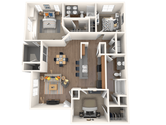 Floor Plan  3 Bed - 2 Bath, 1289 square feet Bellus floor plan