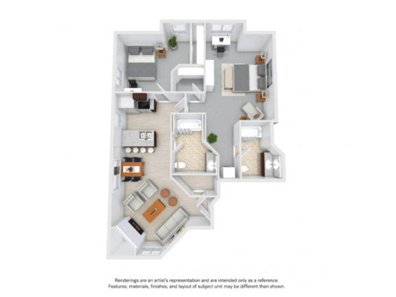 2Bedroom Floor Plan at Avia Apartments on College Blvd (Overland Park), Kansas