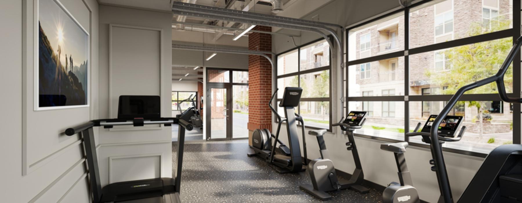 a gym with exercise equipment