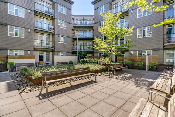 Courtyard Before at 128 on State Apartments in Kirkland, 98033