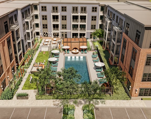 Central Courtyard at The Terrace Apartments, Frederick, MD 21701