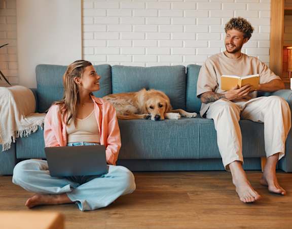 Couple with their dog at The Terrace Apartments, Maryland, 21701