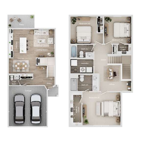 A floor plan of a house with a garage and a living room.