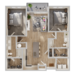 2 bedroom 2 bath floorplan