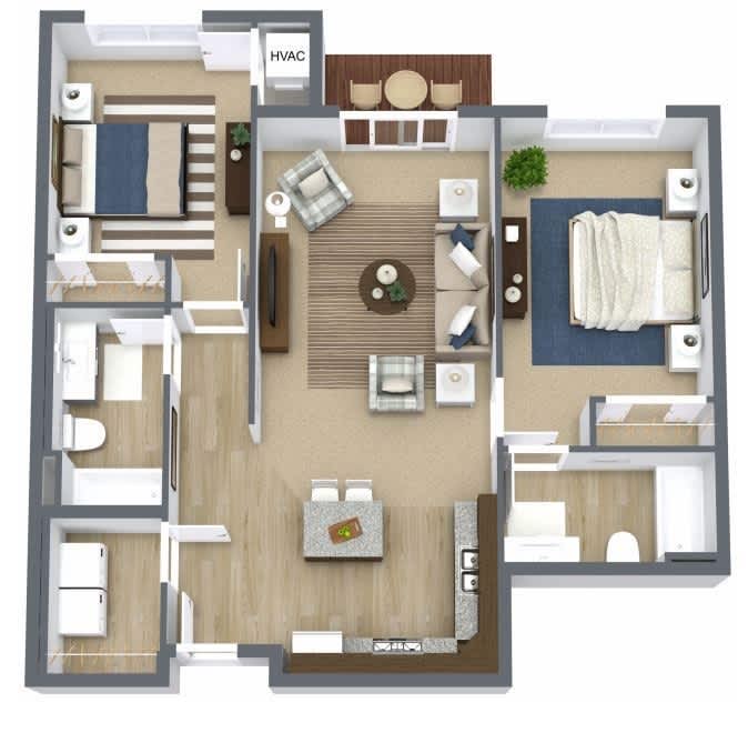 A floor plan of a house with a living room, dining room, kitchen, and bathroom.