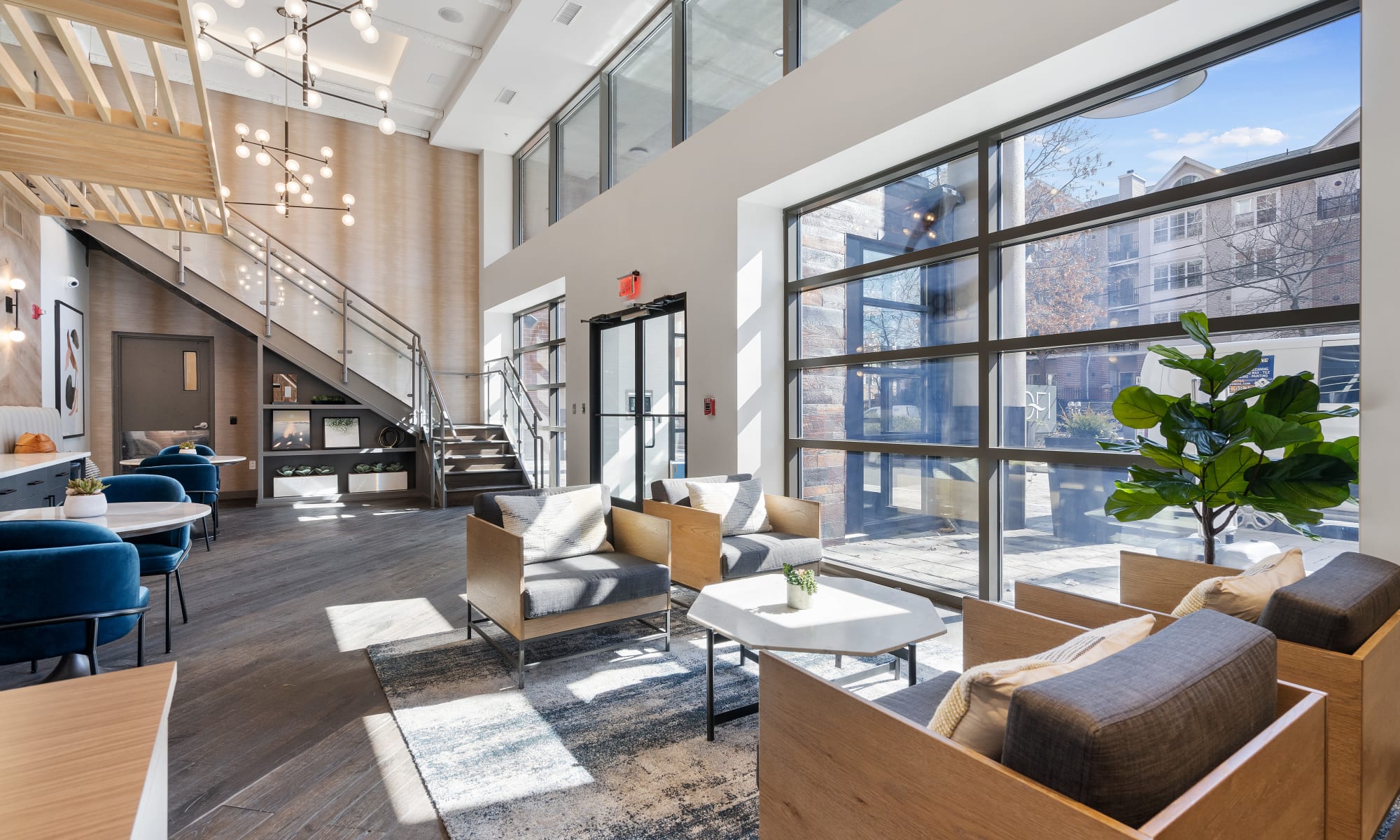 Resident lobby in Stamford, Connecticut at Sofi at 50 Forest
