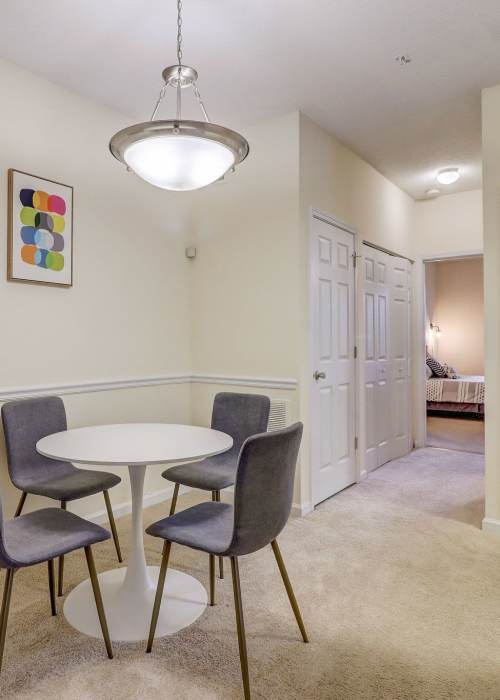Round dining table at Parkway Grand in Decatur, Georgia