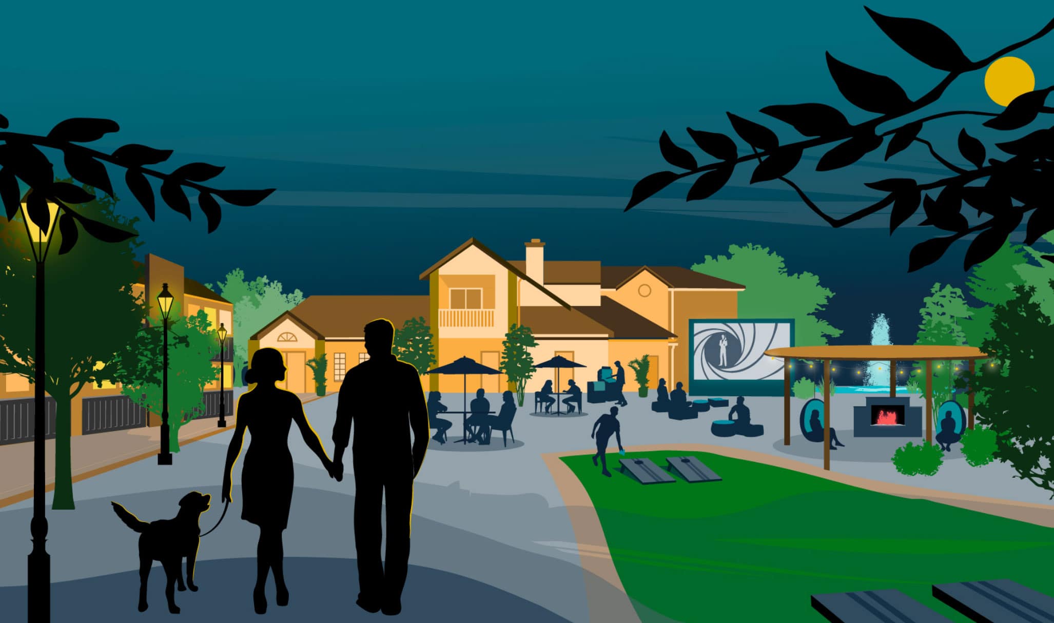 Graphic featuring amenities at Halstead Fair Oaks