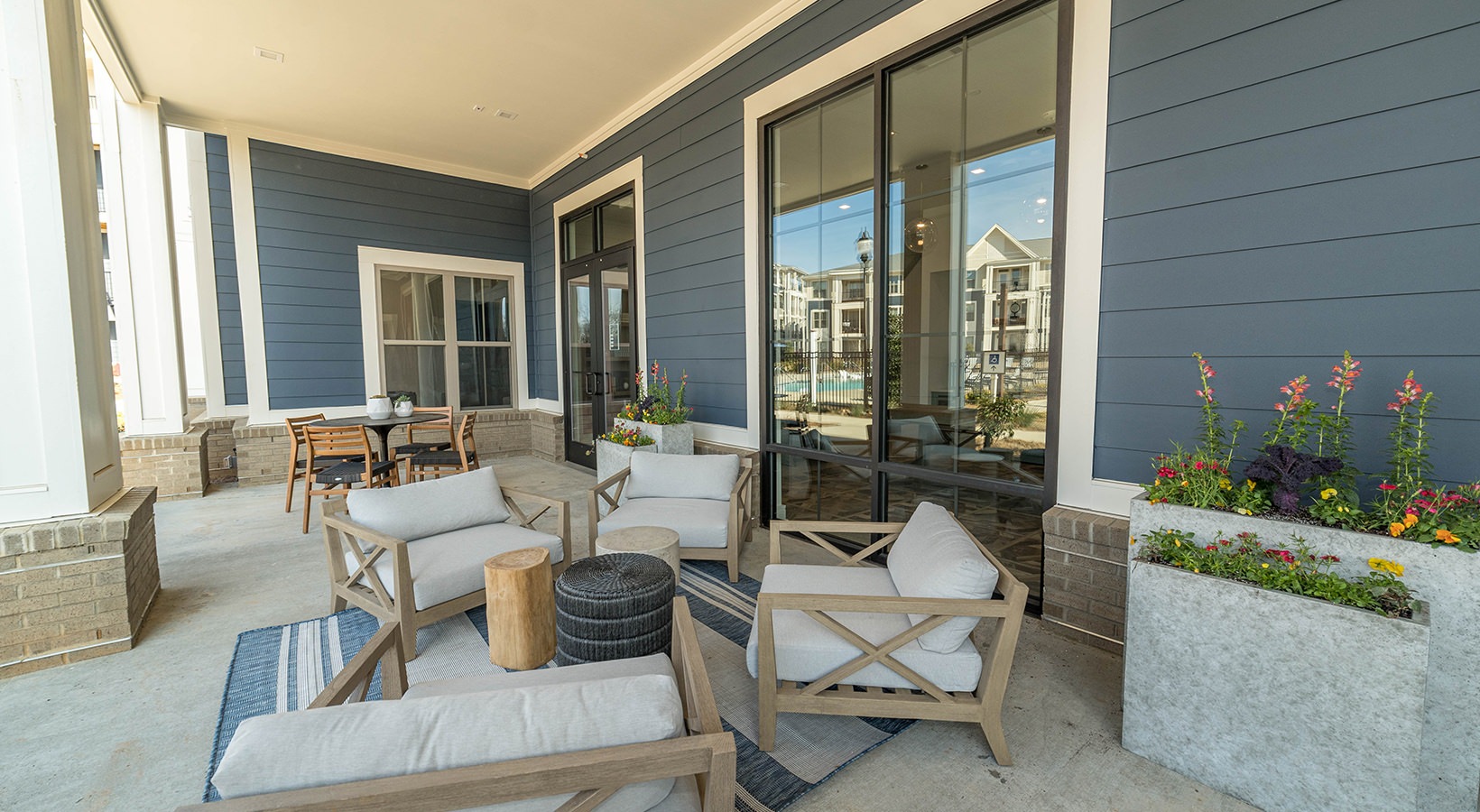 Scenic outdoor space at The Mill House apartments near Kingsley Fort Mill SC.