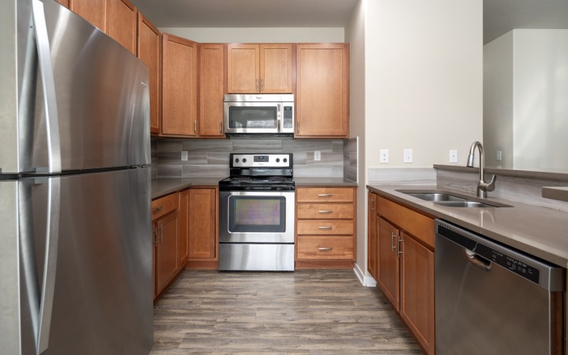 Well-lit kitchen with ample counter space