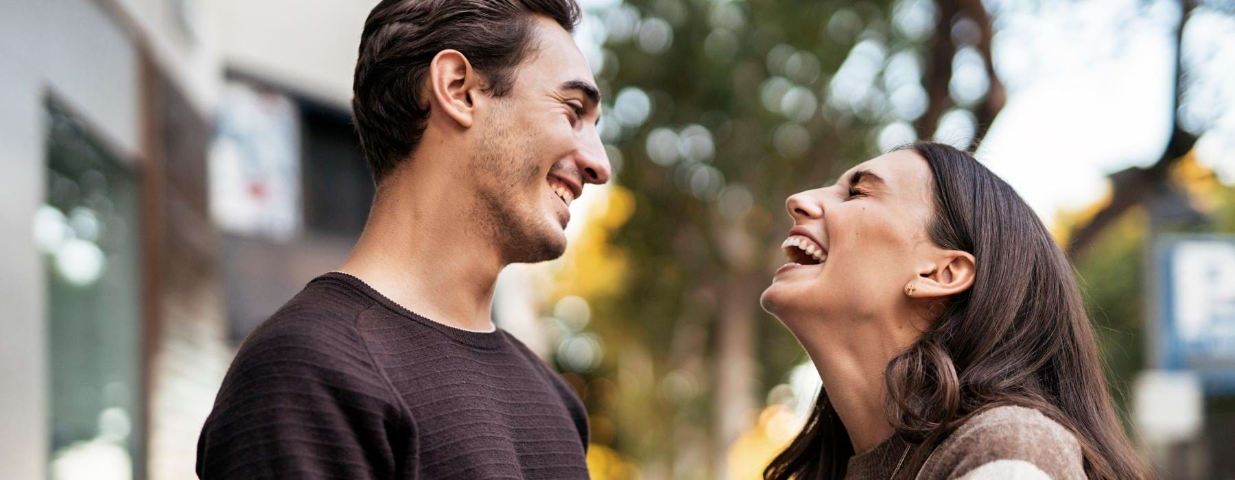 a man and woman laughing