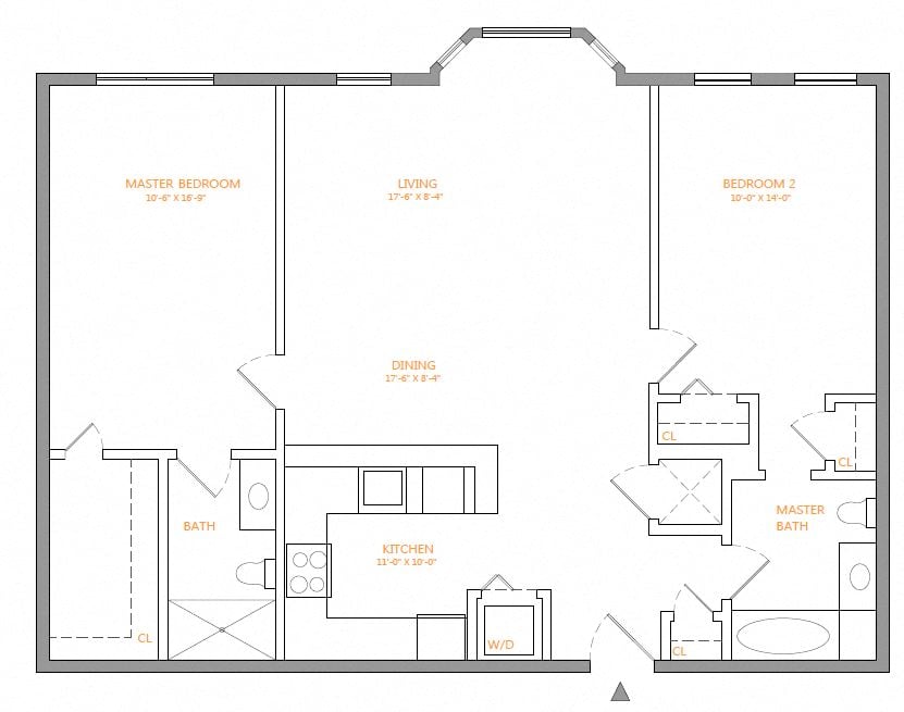 Apartment 206W floorplan
