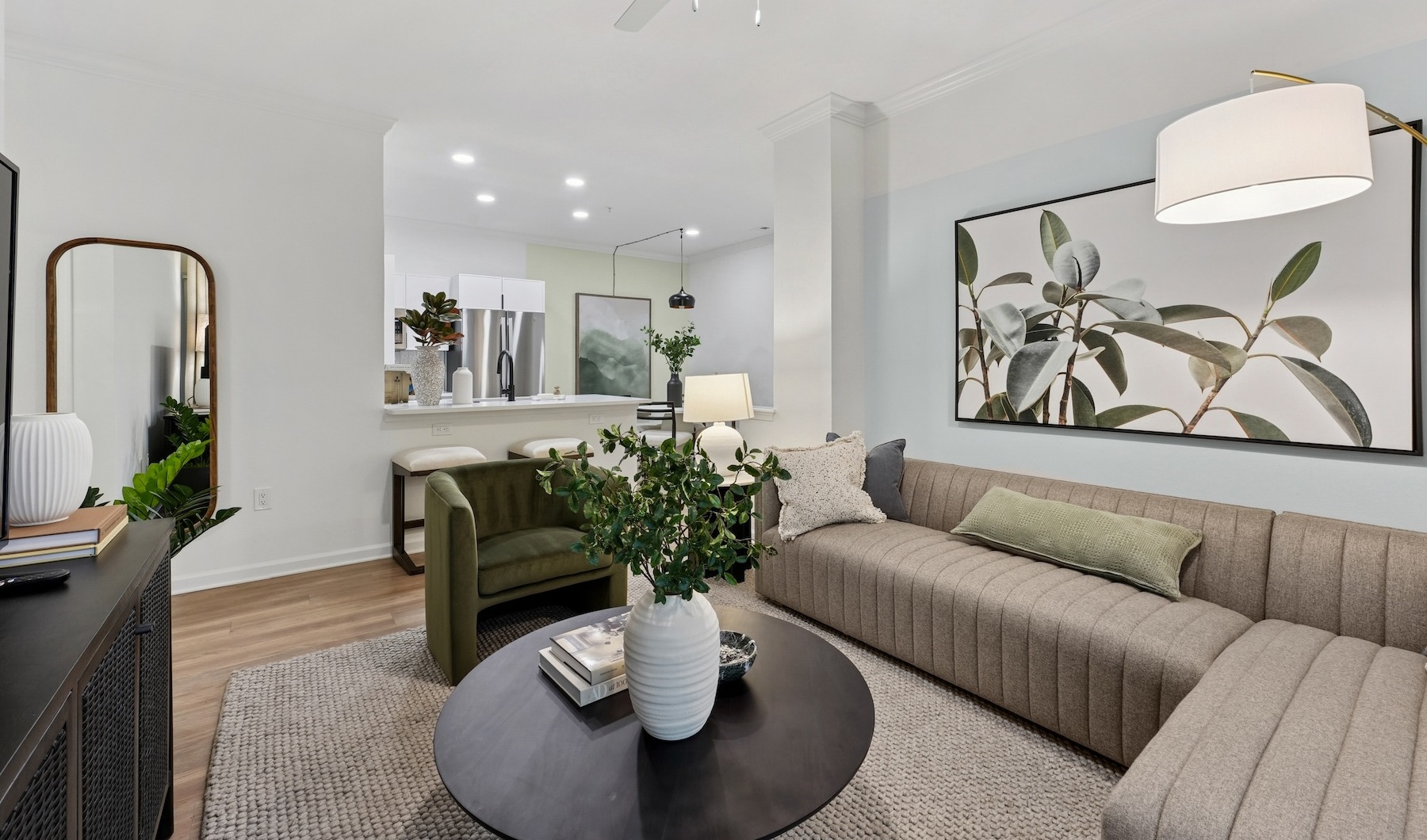 Open space living area with natural lighting