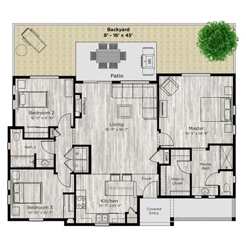 3 bed 2 bath floor plan at Avilla Buffalo Run, Commerce City, CO 80022