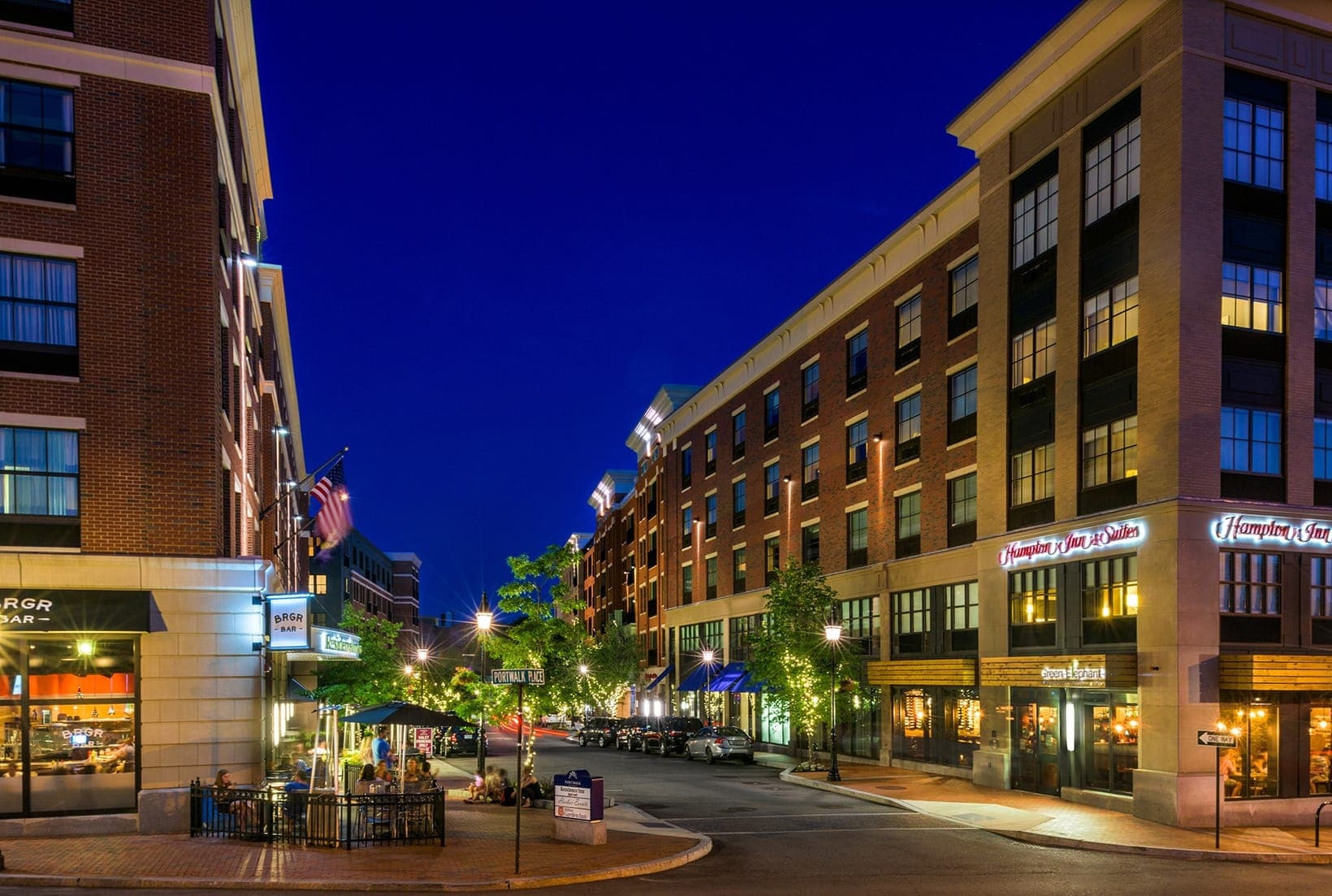street view showing local retail at night