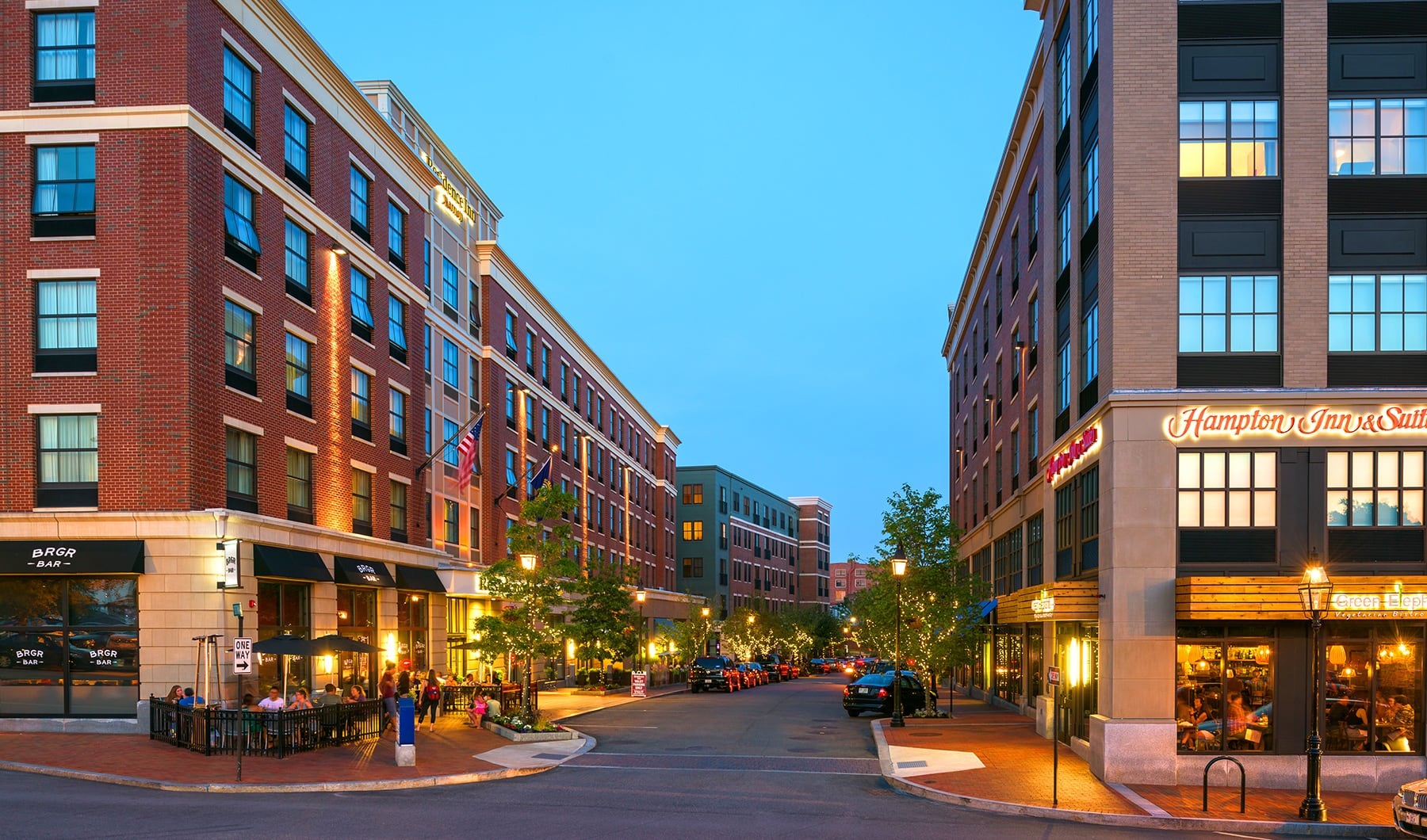 local community streets showing retail and sidewalks