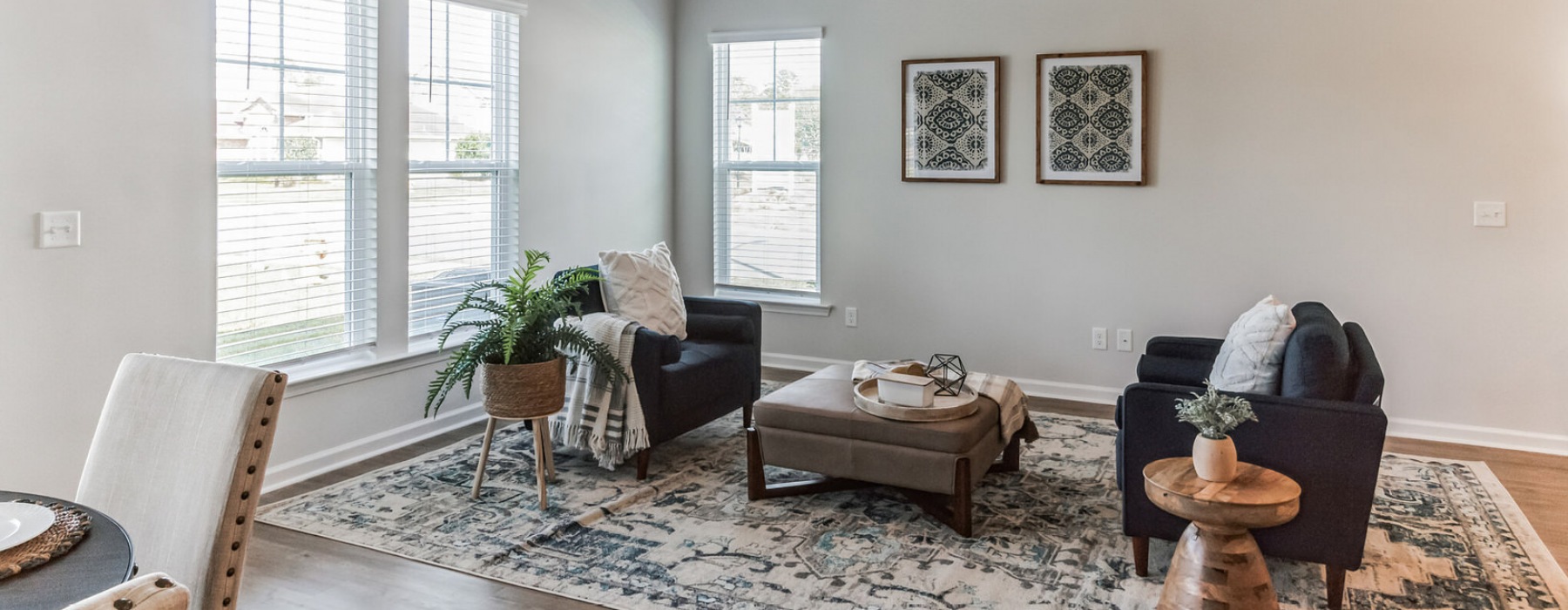 Open space living area with natural lighting