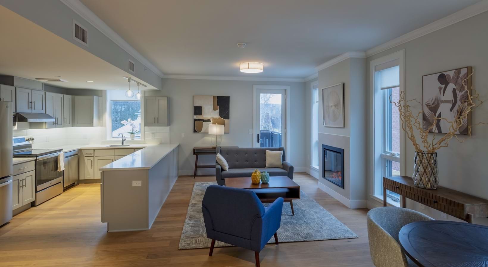 spacious living room with luxury features